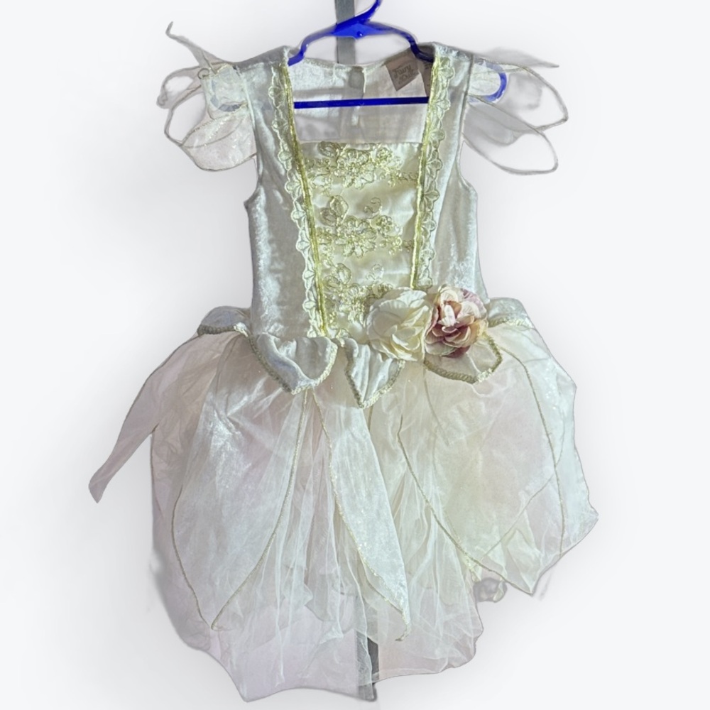 Crushed Velvet Fairy Flowers Light Gold Brocade Bodice Fairy Dust Costume ~ 5/6